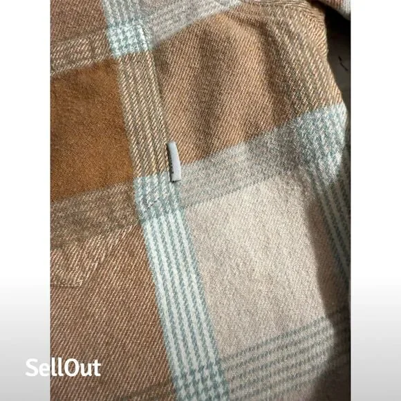 PrAna  Women's Plaid Flannel Snap -Up Shirt Brown Size L Casual Cozy Fall Winter - Picture 8 of 11